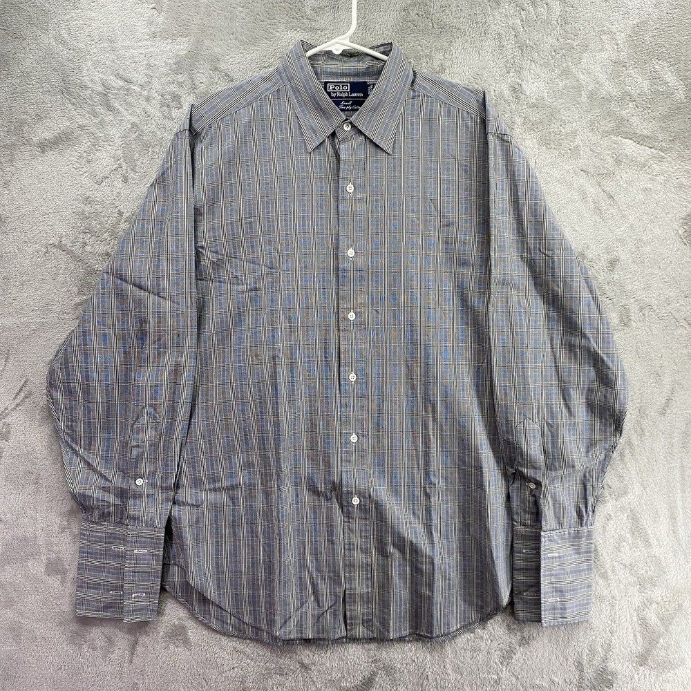 Polo Ralph Lauren Mens Lowell Two Ply Cotton Plaid Shirt 16.5-34 Long Sleeve EUC